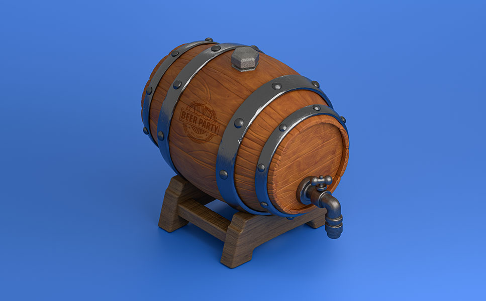 Wooden Barrel — 3D Prop Design & Render